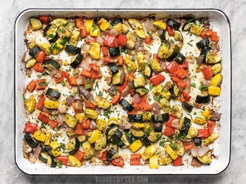 a tray of food on a marble surface